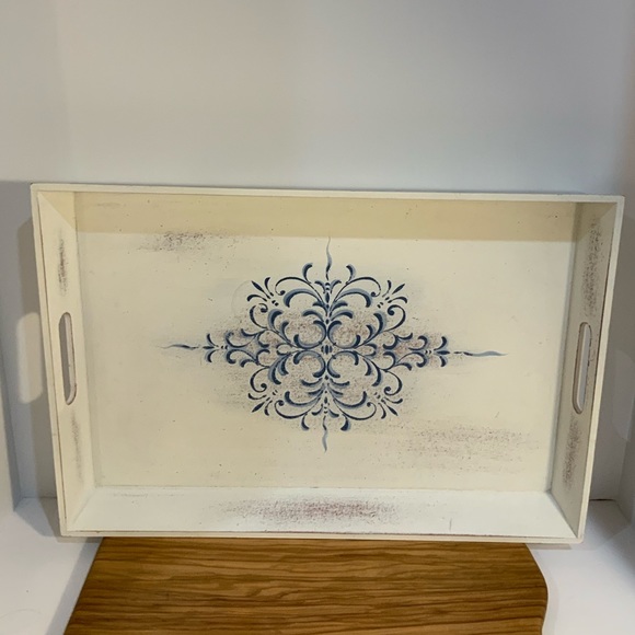 Shabby Chic Wooden Tray 13” X 19 - Picture 1 of 13